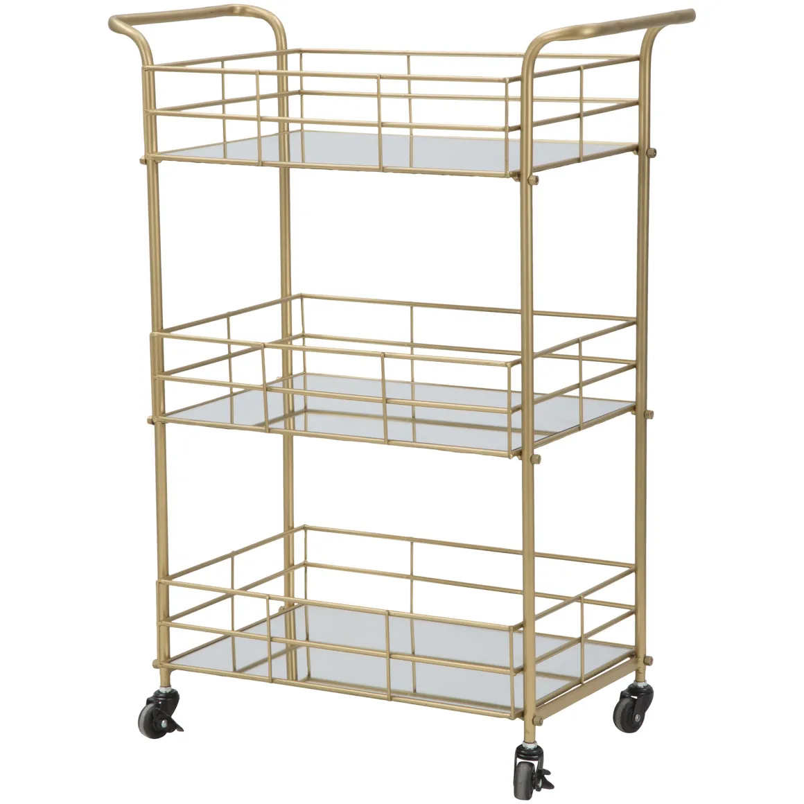 Carrello oro Trasparente Fume 3 Ripiani Ruote 60x31x80h cm, Sfumatura Colore Struttura Fume - Arviat