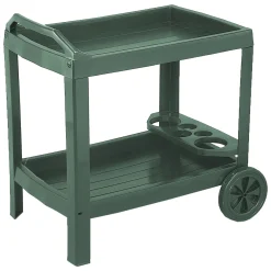Carrello Verde 2 Ripiani Ruote 53x74x73h cm, con Portabicchieri Made in Italy - Chidester