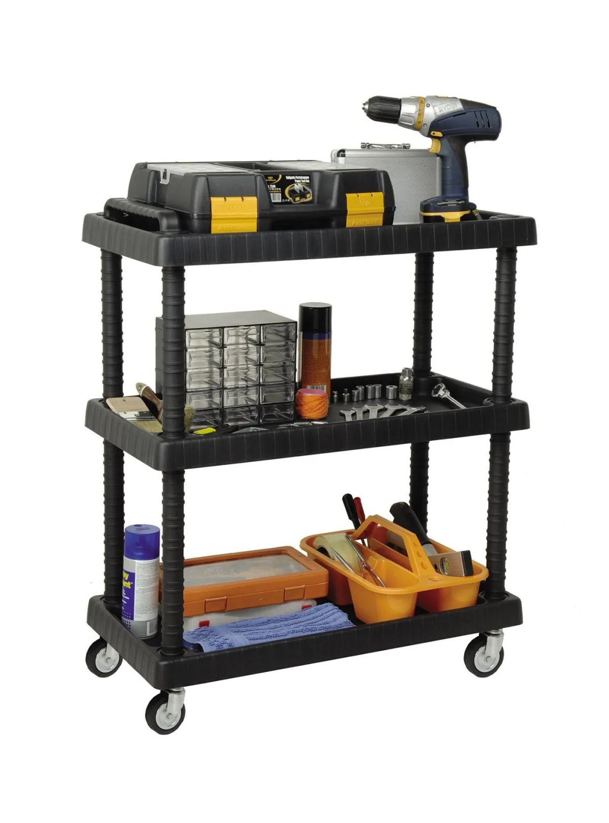 Carrelli > Dmora Carrello Vinci, 75x38h92 cm, Antracite Nero Antracite