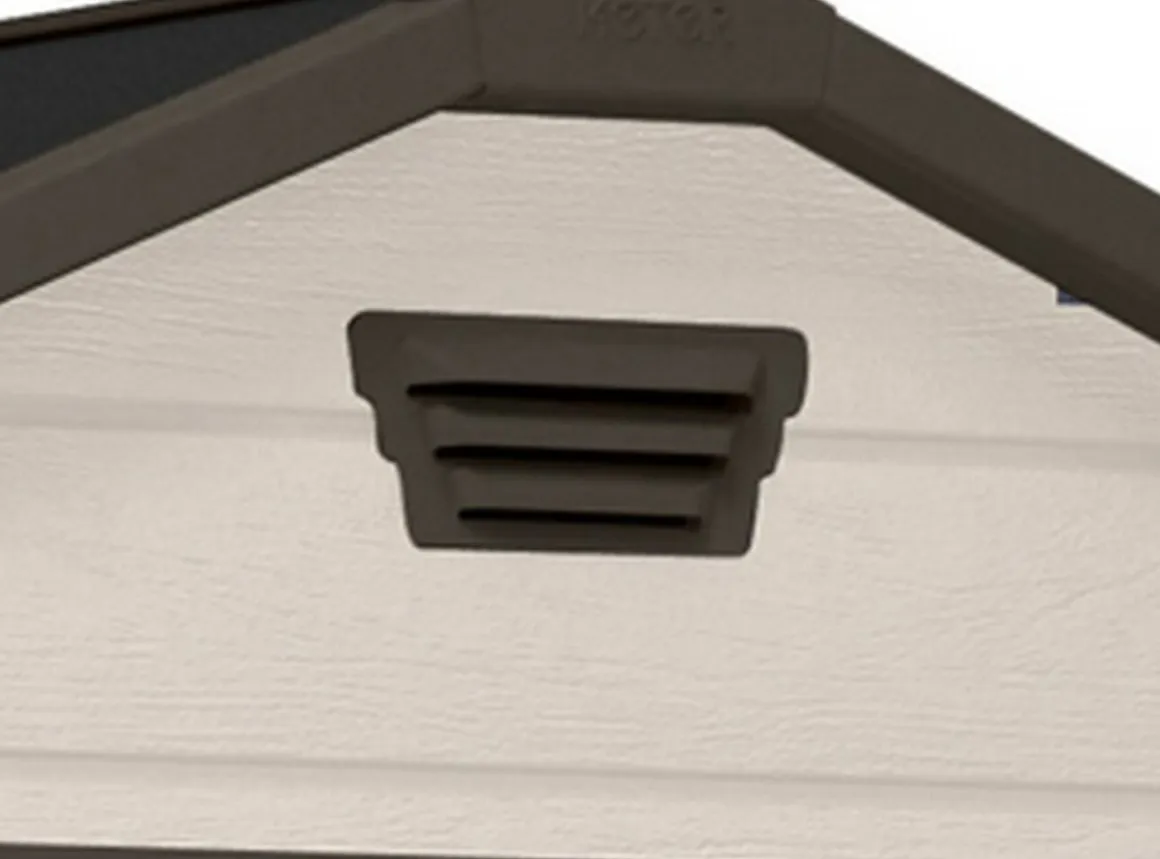 Casetta da Giardino Beige Nero Resistente Agli Agenti Atmosferici Presenza Finestre 186x237x227h cm, Tetto a due Falde - Wadena