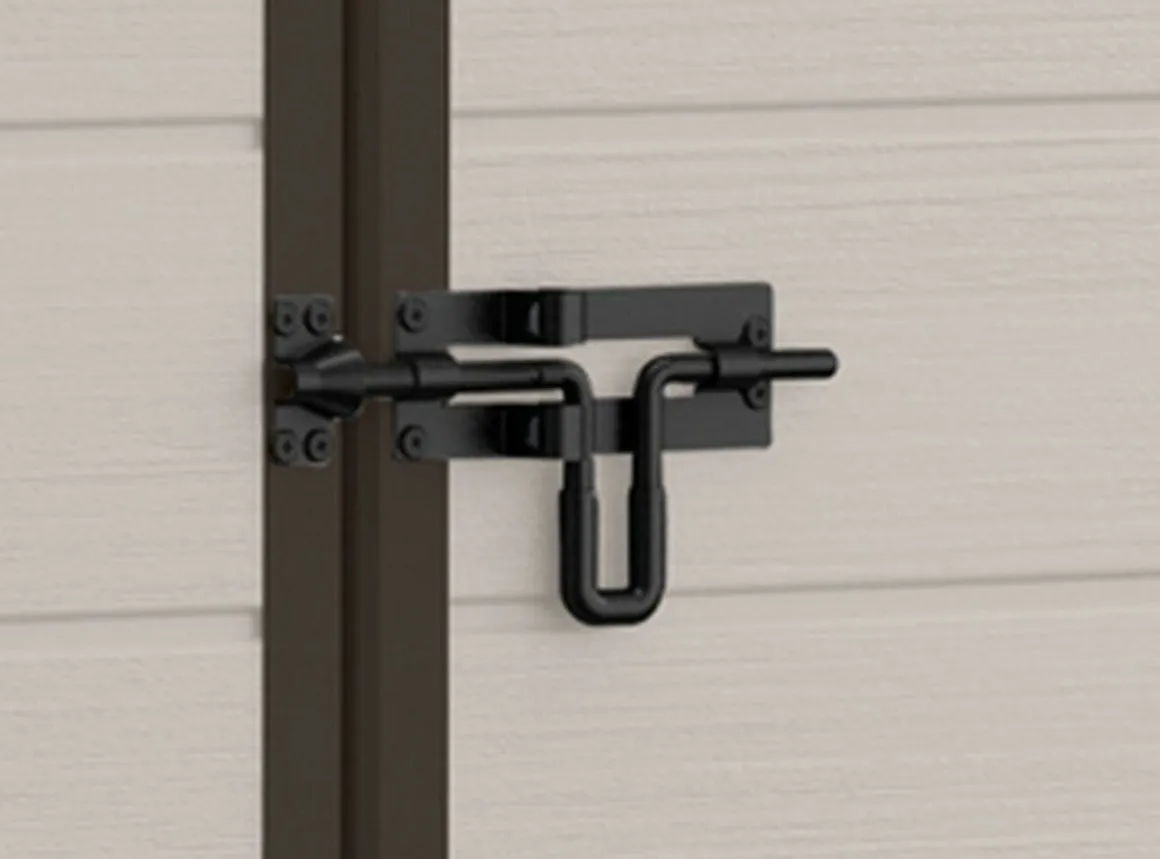 Casetta da Giardino Beige Nero Resistente Agli Agenti Atmosferici Presenza Finestre 186x237x227h cm, Tetto a due Falde - Wadena