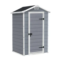 Casetta da Giardino Grigio Bianco Resistente Agli Agenti Atmosferici Tetto a due Falde 129x103x196h cm, Materiale Tetto in Plastica - Stormlake