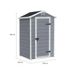 Casetta da Giardino Grigio Bianco Resistente Agli Agenti Atmosferici Tetto a due Falde 129x103x196h cm, Materiale Tetto in Plastica - Stormlake