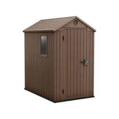 Casette Da Giardino > Dmora Casetta da Giardino Marrone Nero Resistente Agli Agenti Atmosferici Presenza Finestre 126x185x205h cm, Tetto a due Falde - Sallisaw Nero, Marrone