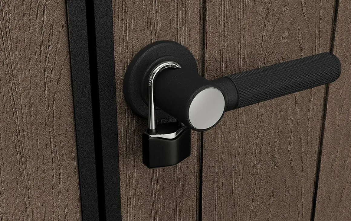 Casetta da Giardino Marrone Nero Resistente Agli Agenti Atmosferici Presenza Finestre 230x539x246h cm, Tetto a due Falde - Roscommon