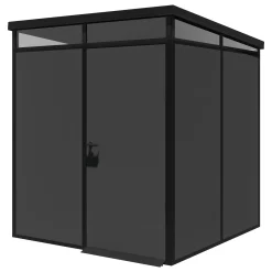 Casetta da Giardino Nero Antracite Nero Pavimento Antiscivolo, con Lucernario, Modulabile Componibile Tetto 1 Falda 200x200x226h cm, Made in Italy
