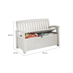 Cassapanca da esterno con schienale 132x61x89h cm bianco - Goderich