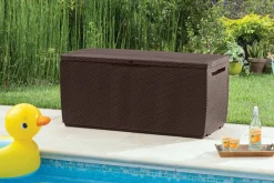 Cassapanche|Cassapanche Da Esterno > Dmora Cassapanca da esterno effetto rattan 123x53x57h cm - Chicoutimi Marrone