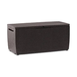 Cassapanche|Cassapanche Da Esterno > Dmora Cassapanca da esterno effetto rattan 123x53x57h cm - Chicoutimi Marrone