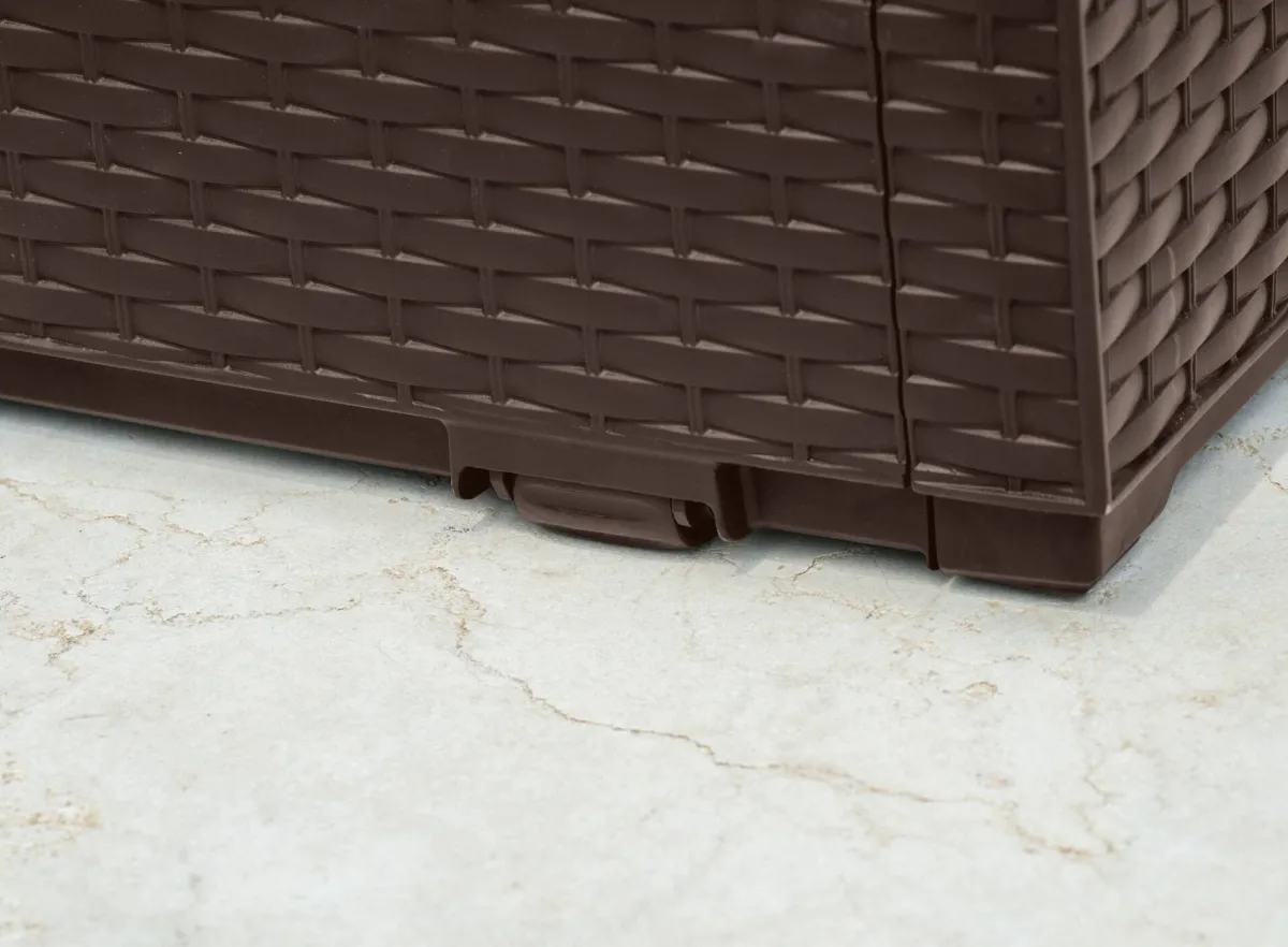 Cassapanche|Cassapanche Da Esterno > Dmora Cassapanca da esterno effetto rattan 123x53x57h cm - Chicoutimi Marrone