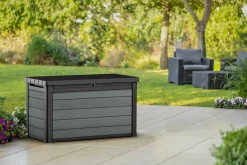 Cassapanche|Cassapanche Da Esterno > Dmora Cassapanca da esterno 122x62x70h cm antracite - Ajax Nero Antracite