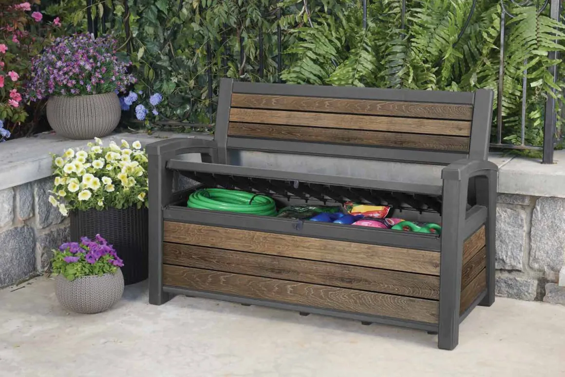 Cassapanca da giardino con schienale 132x61x89h cm noce - Estevan