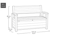Cassapanca da giardino con schienale 132x61x89h cm noce - Estevan