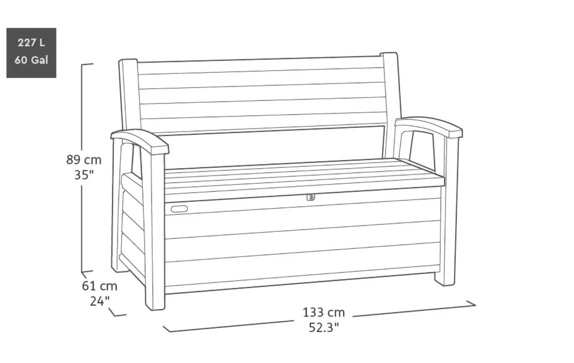 Cassapanca da giardino con schienale 132x61x89h cm noce - Estevan