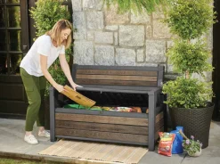 Cassapanca da giardino con schienale 132x61x89h cm noce - Estevan