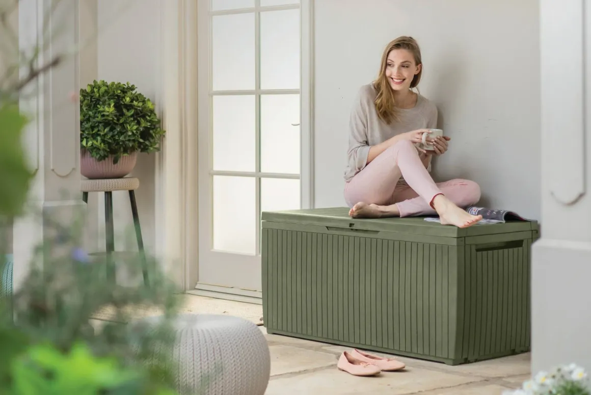 Cassapanca da giardino 123x53x57h cm verde - Burlington