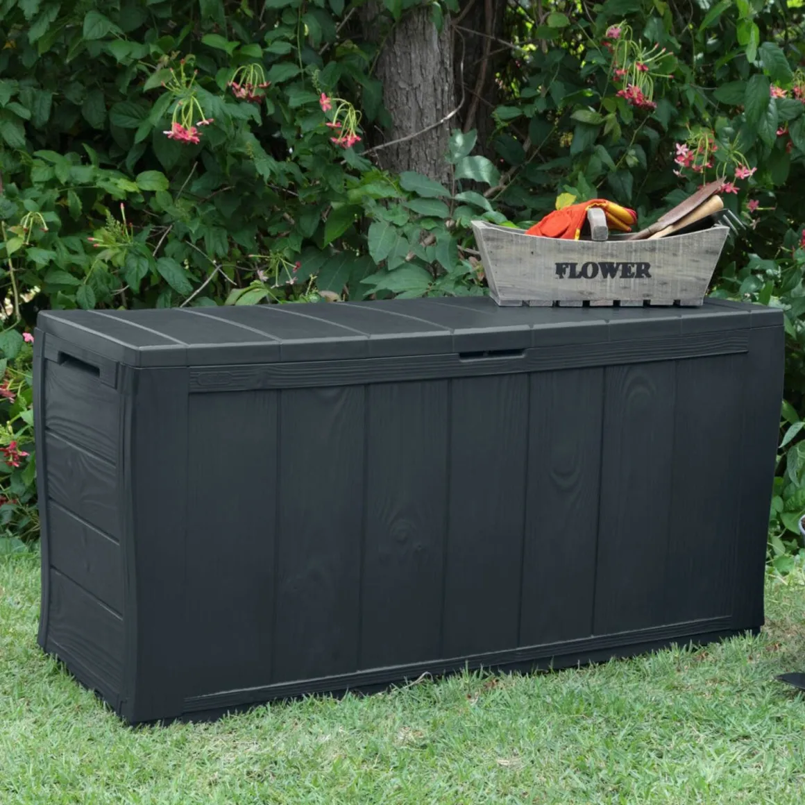 Cassapanca outdoor Airdrie, 117x45 h58 cm, Marrone