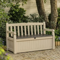 Cassapanche|Cassapanche Da Esterno > Dmora Cassapanca outdoor Chestermere, 140x60 h84 cm, e Marrone Beige