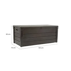 Cassapanche|Cassapanche Da Esterno > Dmora Cassapanca outdoor impermeabile 145x69x60h cm - Wawa Marrone