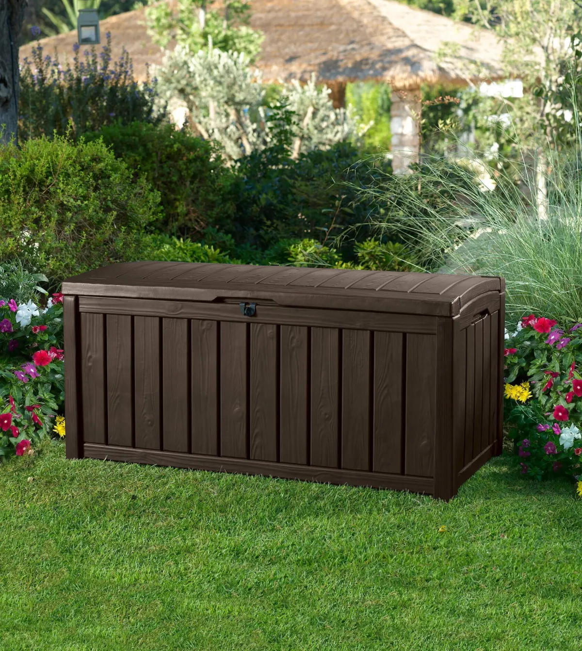 Cassapanche|Cassapanche Da Esterno > Dmora Cassapanca outdoor resistente 128x65x61h cm - Sorel Marrone