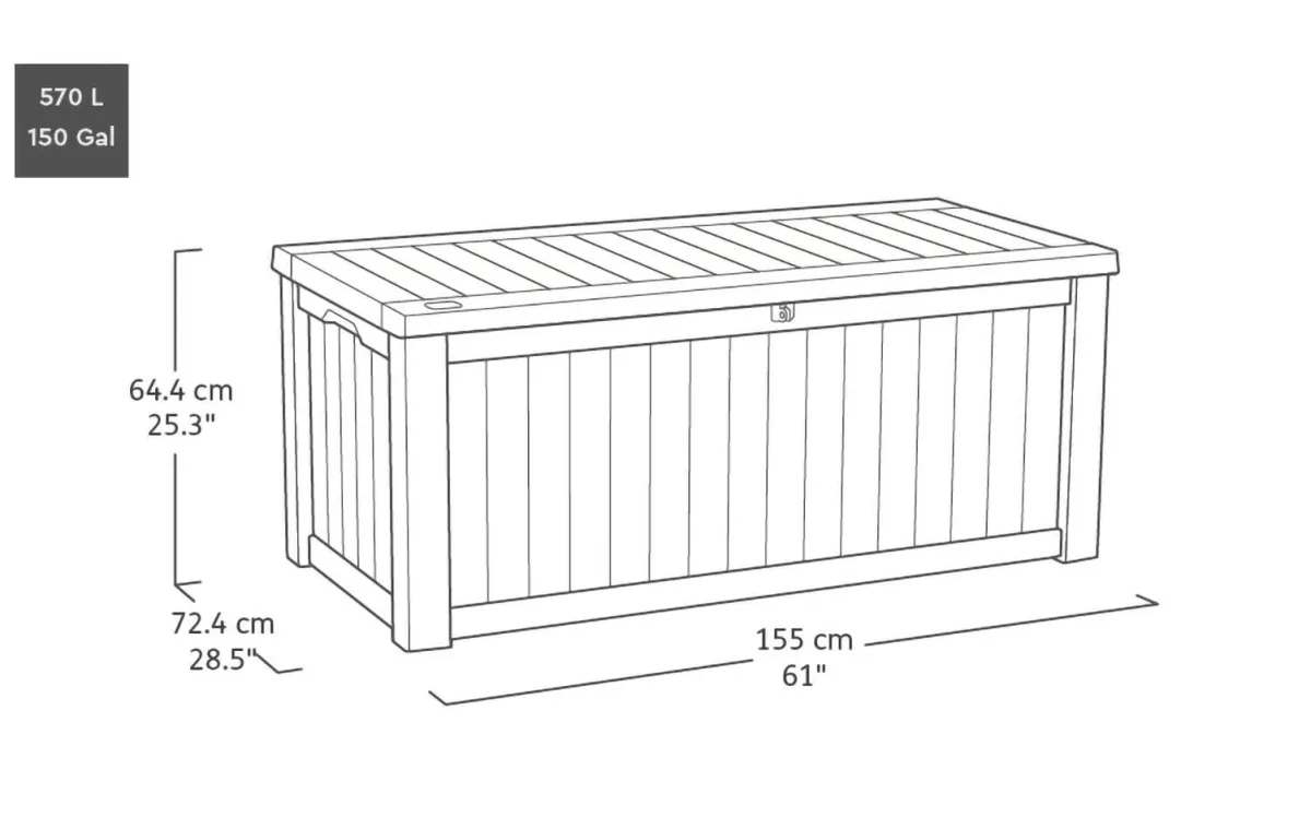 Cassapanche|Cassapanche Da Esterno > Dmora Cassapanca outdoor 151x72x70h cm effetto legno - Brantford Marrone Noce
