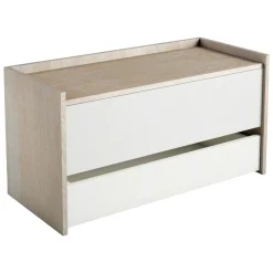 Cassapanca salvaspazio in legno 90x40x46h cm bianca e rovere - Sogno