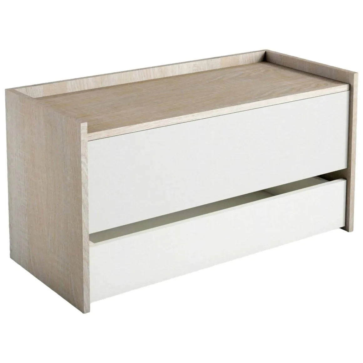 Cassapanca salvaspazio in legno 90x40x46h cm bianca e rovere - Sogno