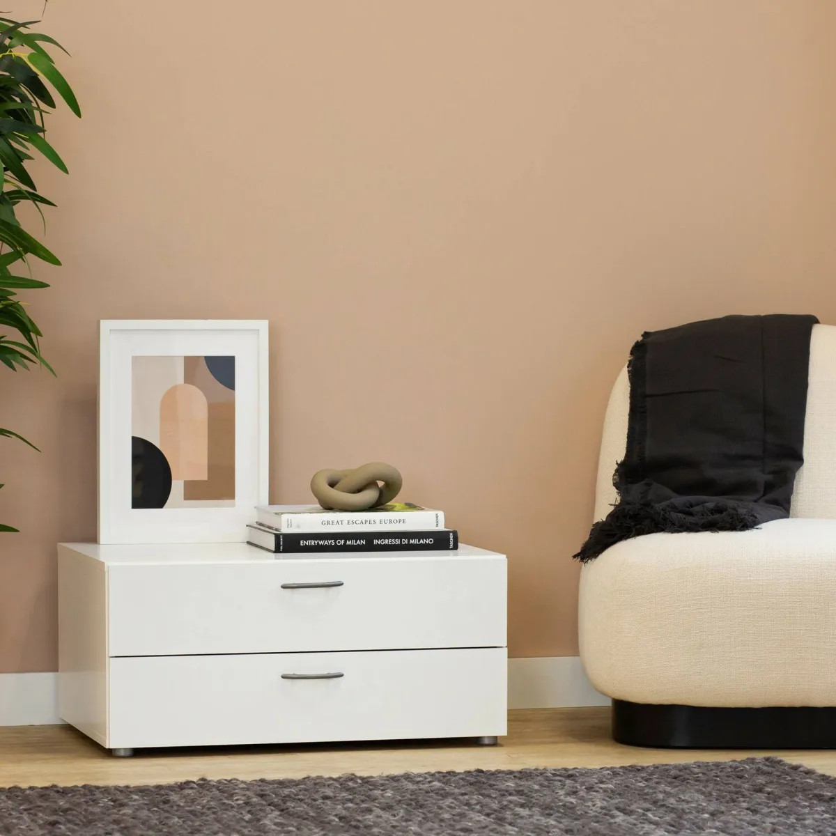 Cassettiere > Dmora Cassettiera bassa bianca 74x35h cm - Piatto Bianco
