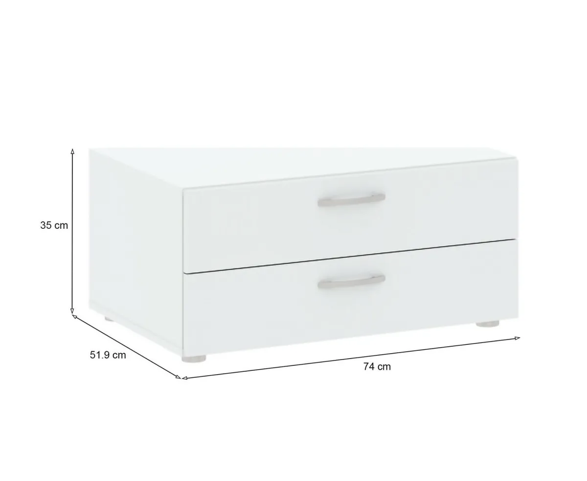 Cassettiere > Dmora Cassettiera bassa bianca 74x35h cm - Piatto Bianco