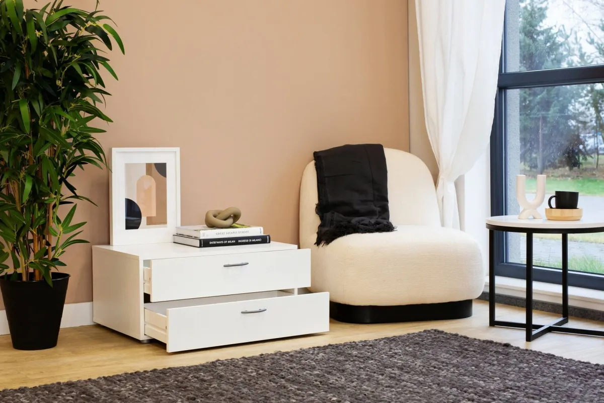 Cassettiere > Dmora Cassettiera bassa bianca 74x35h cm - Piatto Bianco