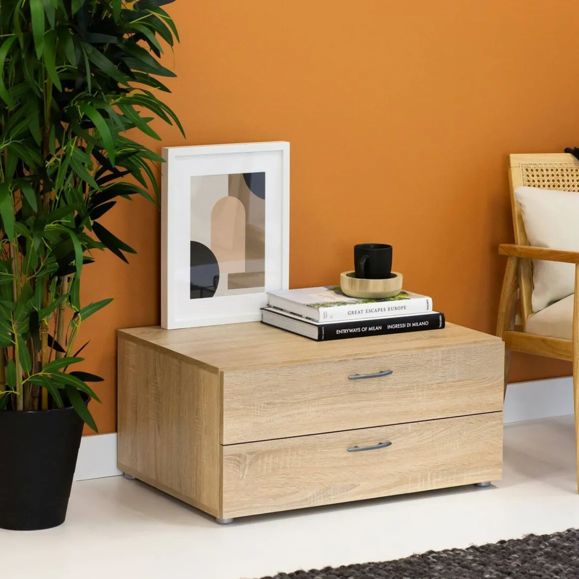 Cassettiera bassa rovere 74x35h cm - Piatto
