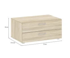 Cassettiera bassa rovere 74x35h cm - Piatto