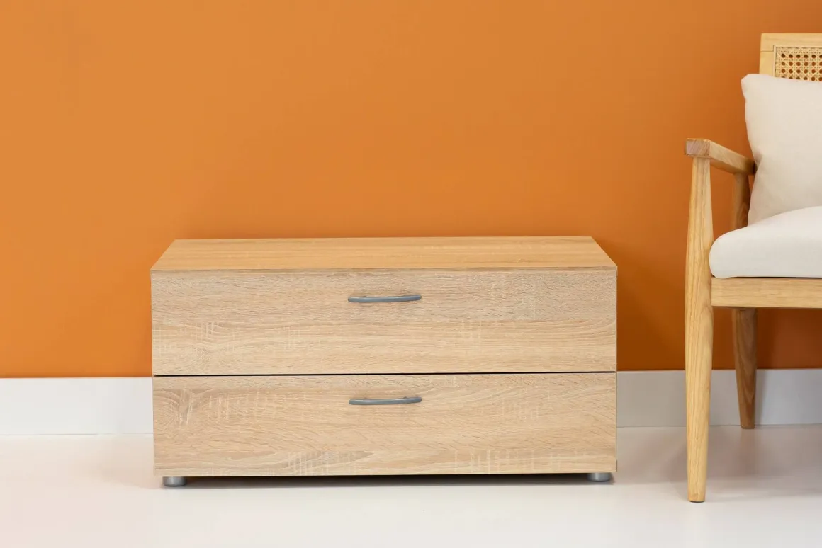 Cassettiera bassa rovere 74x35h cm - Piatto