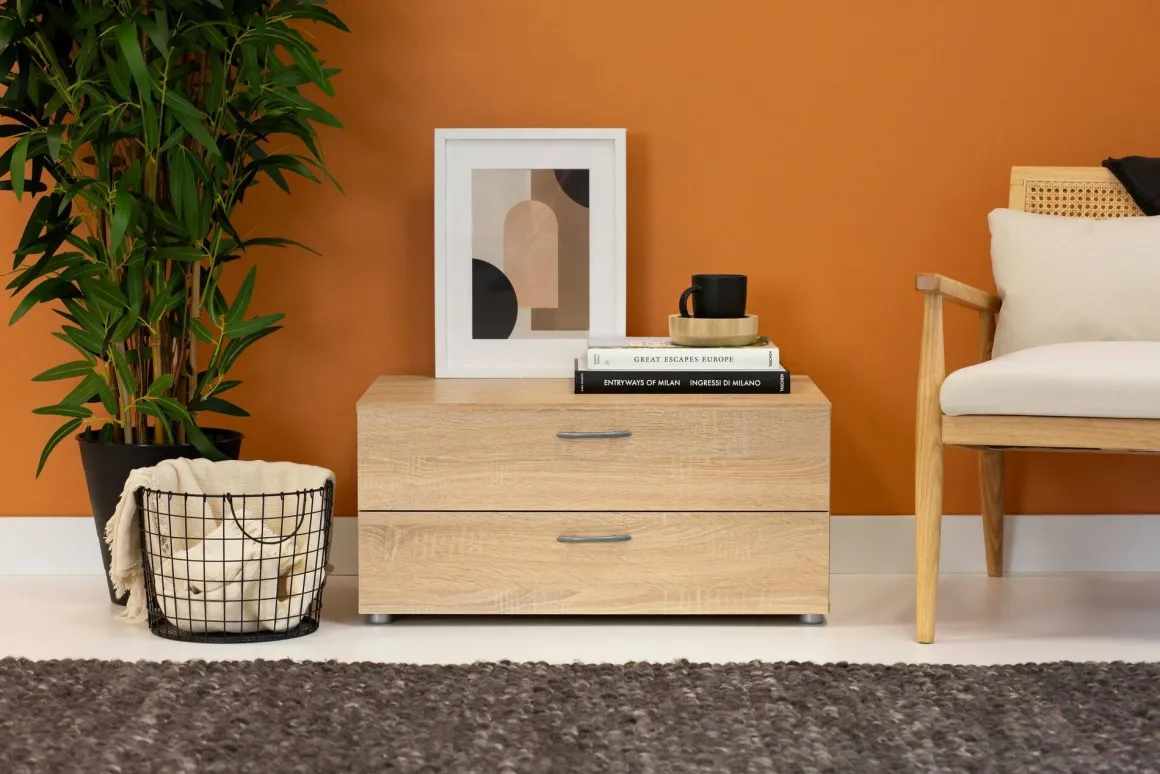 Cassettiera bassa rovere 74x35h cm - Piatto