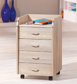 Cassettiere > Dmora Cassettiera 4 Cassetti Apertura Scorrevole 40x36x65h cm, Chiusura Scorrevole - Manco Beige