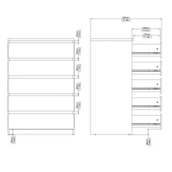 Cassettiera Beige 5 Cassetti Apertura Scorrevole 77x50x111h cm, Chiusura Scorrevole - Ansel