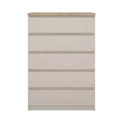 Cassettiera Beige 5 Cassetti Apertura Scorrevole 77x50x111h cm, Chiusura Scorrevole - Ansel