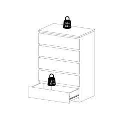 Cassettiera Beige 5 Cassetti Apertura Scorrevole 77x50x111h cm, Chiusura Scorrevole - Ansel