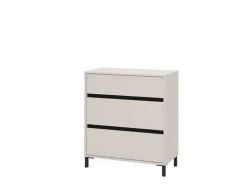 Cassettiera Beige Nero 3 Cassetti Apertura Scorrevole 80x40x90h cm, Chiusura Scorrevole - Mapello