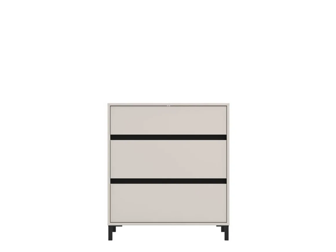 Cassettiera Beige Nero 3 Cassetti Apertura Scorrevole 80x40x90h cm, Chiusura Scorrevole - Mapello