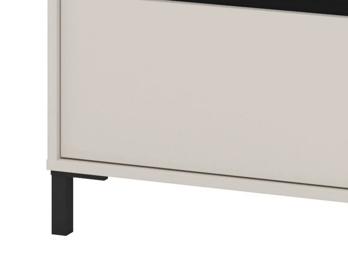 Cassettiera Beige Nero 3 Cassetti Apertura Scorrevole 80x40x90h cm, Chiusura Scorrevole - Mapello
