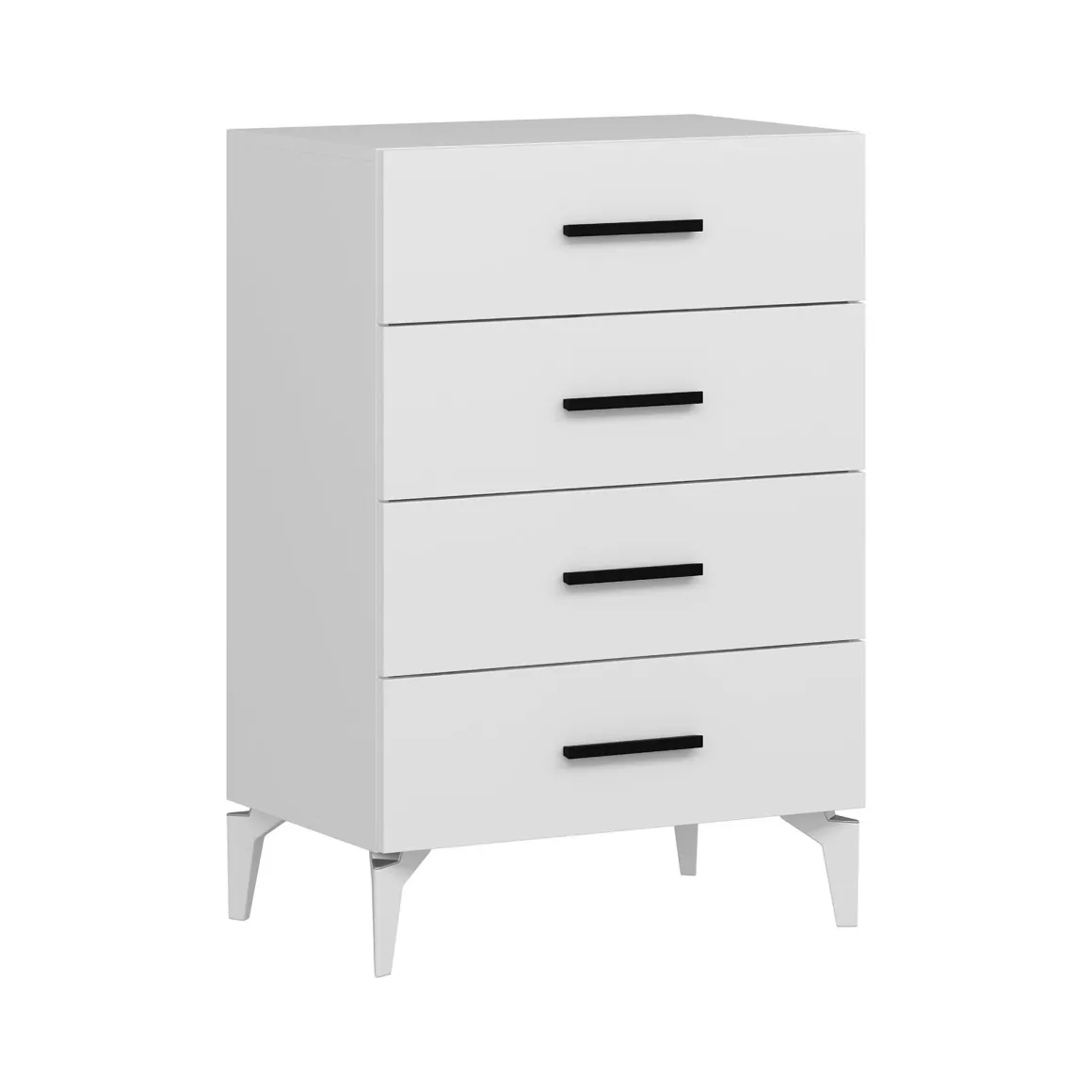 Cassettiere > Dmora Cassettiera 4 Cassetti Apertura Scorrevole 80x47x98h cm, Chiusura Scorrevole - Gorle Bianco