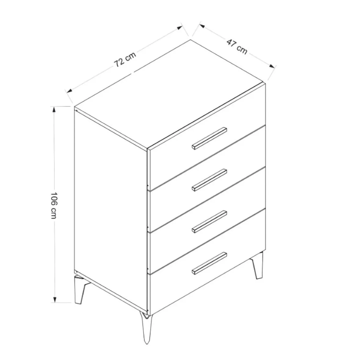 Cassettiere > Dmora Cassettiera 4 Cassetti Apertura Scorrevole 80x47x98h cm, Chiusura Scorrevole - Gorle Bianco