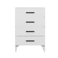 Cassettiere > Dmora Cassettiera 4 Cassetti Apertura Scorrevole 80x47x98h cm, Chiusura Scorrevole - Gorle Bianco
