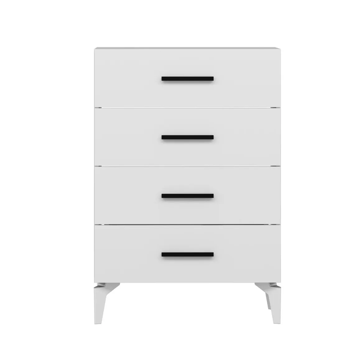 Cassettiere > Dmora Cassettiera 4 Cassetti Apertura Scorrevole 80x47x98h cm, Chiusura Scorrevole - Gorle Bianco