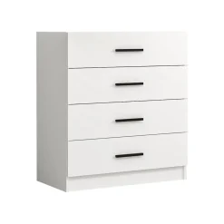 Cassettiera Bianco 4 Cassetti Apertura Scorrevole 90x47x100h cm, Chiusura Scorrevole - Lierna
