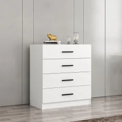Cassettiere > Dmora Cassettiera Bianco 6 Cassetti Apertura Scorrevole 36x40x65h cm, Chiusura Scorrevole - Lubrense Rosa, Bianco