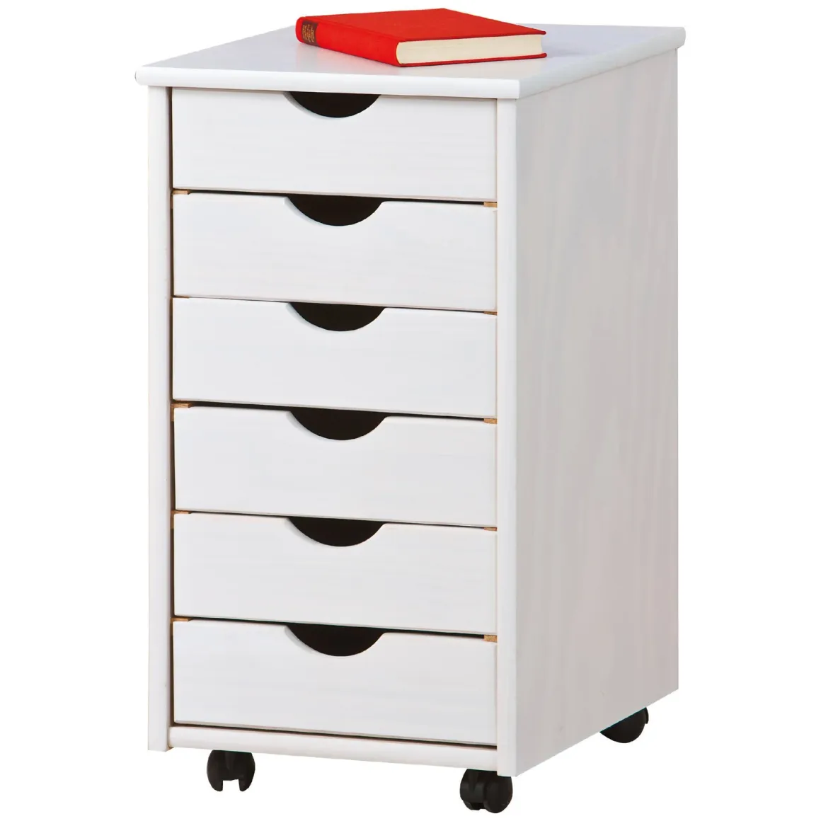 Cassettiera Bianco 6 Cassetti Apertura Scorrevole 36x40x65h cm, Chiusura Scorrevole - Oyace