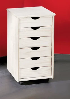 Cassettiera Bianco 6 Cassetti Apertura Scorrevole 36x40x65h cm, Chiusura Scorrevole - Oyace