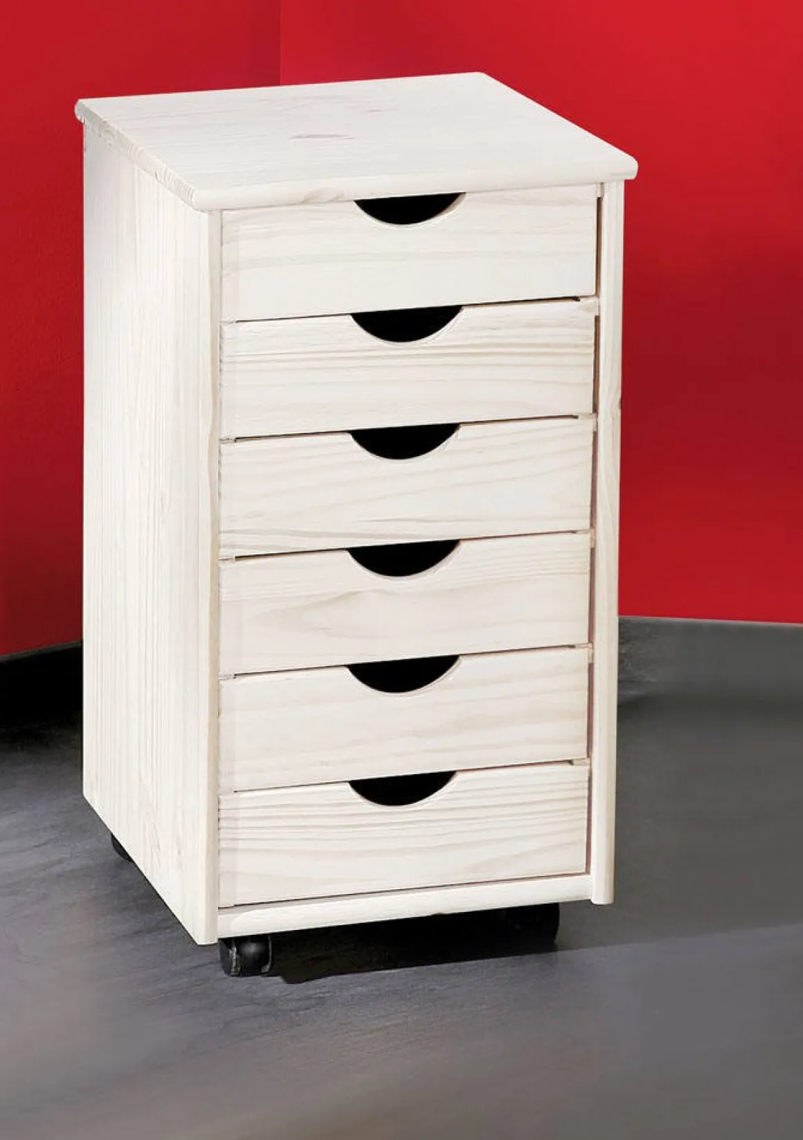 Cassettiera Bianco 6 Cassetti Apertura Scorrevole 36x40x65h cm, Chiusura Scorrevole - Oyace